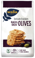 Wasa Delicate Crackers Black & Green Olives 150 g Beutel
